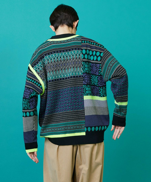 FRAPBOIS（フラボア）の「ミックスクロア カーディガン（カーディガン/ボレロ・レディース・ブラック/ベージュ・1/2）」の9枚目の写真