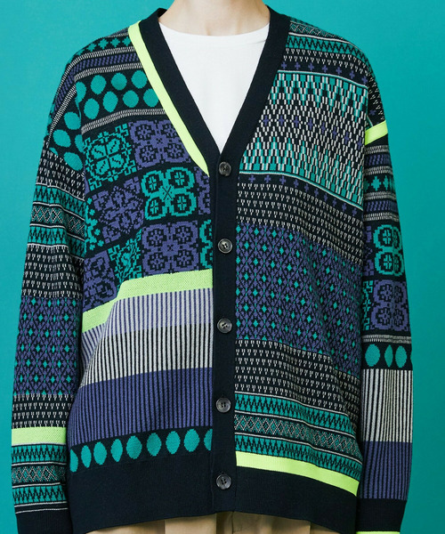 FRAPBOIS（フラボア）の「ミックスクロア カーディガン（カーディガン/ボレロ・レディース・ブラック/ベージュ・1/2）」の12枚目の写真