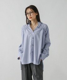 ふるさと納税 服 女 兵庫県 西脇市  THE INDUSTRY WORKS 袖リブ仕様ブラウス（ブルー×オフ）・1着　TIW-W039（55-28） レディース ブラウス カラー：ブルー×… THE INDUSTRY WORKS】袖リブ仕様ブラウス（オフ）・1着 TIW-W039