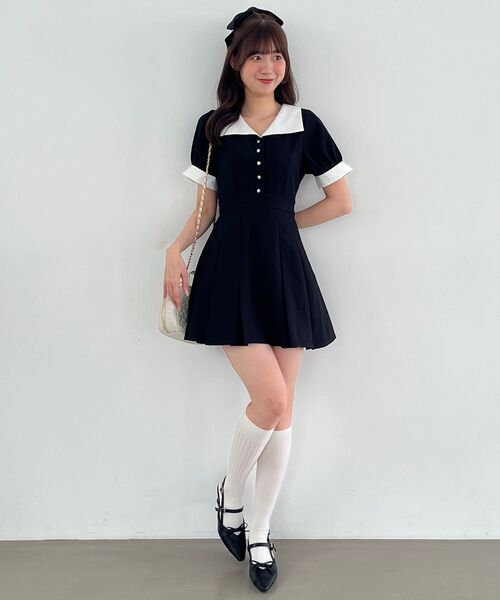 MAJESTIC LEGON（マジェスティックレゴン）の「衿配色ミニワンピース（ワンピース・レディース・グレー/ブラック・MEDIUM）」の20枚目の写真