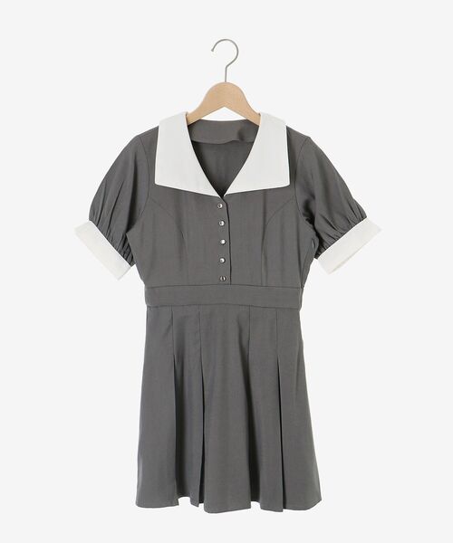 MAJESTIC LEGON（マジェスティックレゴン）の「衿配色ミニワンピース（ワンピース・レディース・グレー/ブラック・MEDIUM）」の4枚目の写真