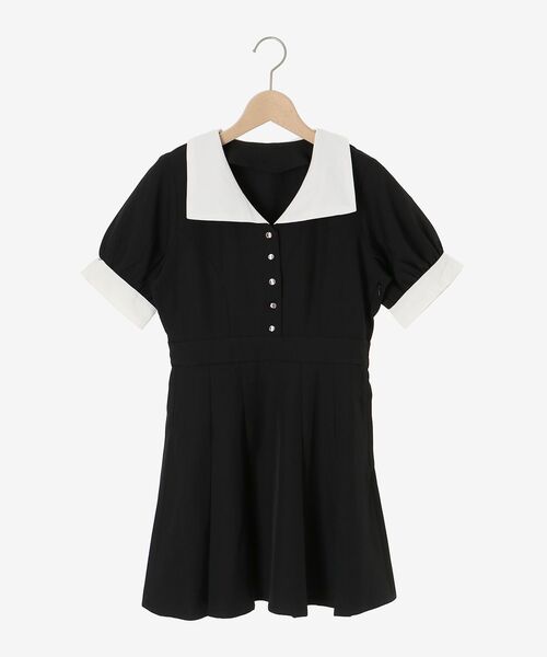 MAJESTIC LEGON（マジェスティックレゴン）の「衿配色ミニワンピース（ワンピース・レディース・グレー/ブラック・MEDIUM）」の5枚目の写真