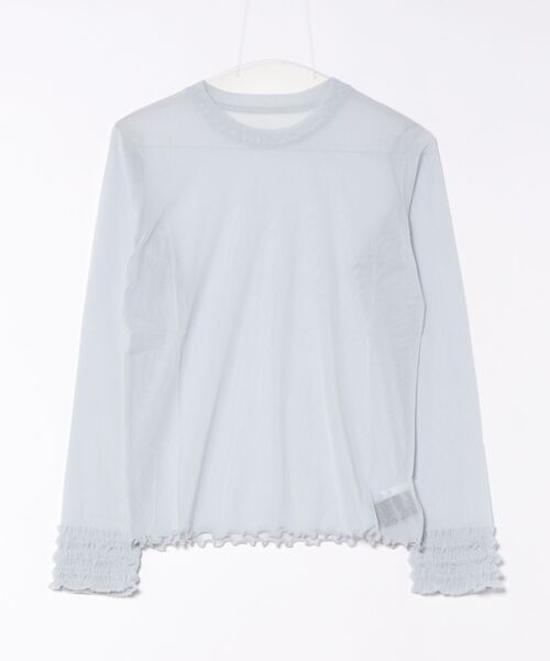 H.A.K（ハク）の「パワーチュール袖フリルカットソー（Tシャツ/カットソー・レディース・ライトブルー/ブラック/クリーム/チャコール・FREE）」の4枚目の写真