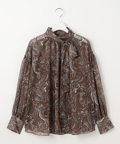自由区(ジユウク)の「ペイズリープリントボウタイ ブラウス(シャツ/ブラウス・レディース・ネイビー系5/ブラウン系5・40/38)」の11枚目の写真