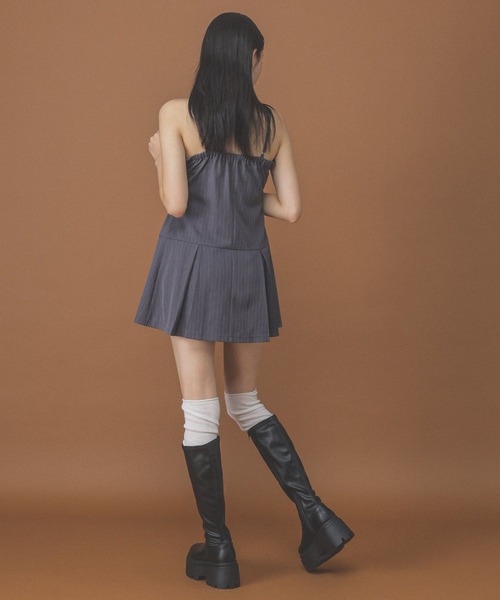 3.3 Field Trip （3.3フィールドトリップ）の「3.3 Field Trip／タイ付きプリーツキャミワンピース（ワンピース・レディース・グレー/ブラウン/ネイビー・FREE）」の5枚目の写真