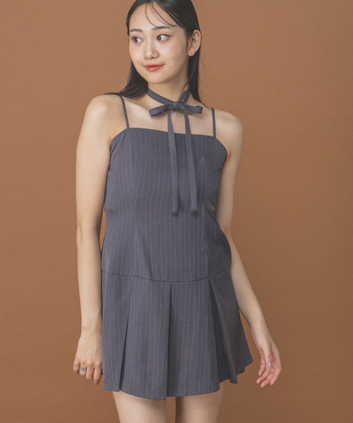 3.3 Field Trip （3.3フィールドトリップ）の「3.3 Field Trip／タイ付きプリーツキャミワンピース（ワンピース・レディース・グレー/ブラウン/ネイビー・FREE）」の7枚目の写真