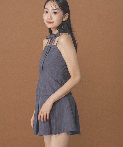3.3 Field Trip （3.3フィールドトリップ）の「3.3 Field Trip／タイ付きプリーツキャミワンピース（ワンピース・レディース・グレー/ブラウン/ネイビー・FREE）」の8枚目の写真
