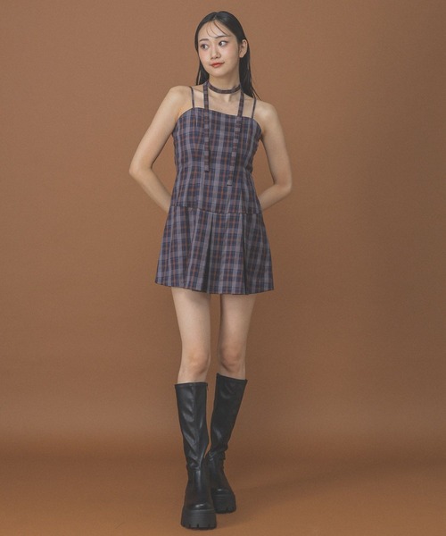 3.3 Field Trip （3.3フィールドトリップ）の「3.3 Field Trip／タイ付きプリーツキャミワンピース（ワンピース・レディース・グレー/ブラウン/ネイビー・FREE）」の9枚目の写真