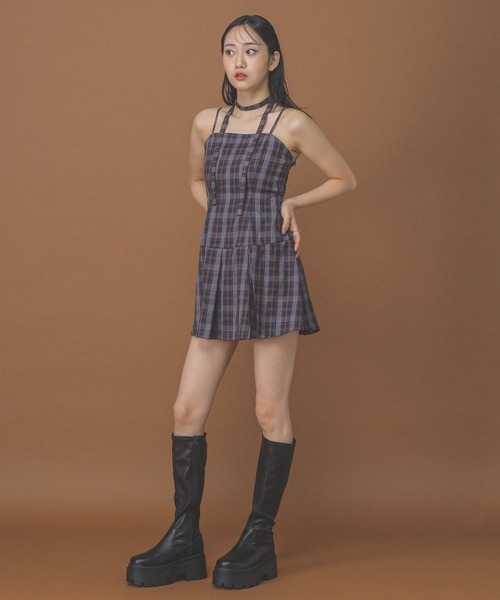 3.3 Field Trip （3.3フィールドトリップ）の「3.3 Field Trip／タイ付きプリーツキャミワンピース（ワンピース・レディース・グレー/ブラウン/ネイビー・FREE）」の10枚目の写真