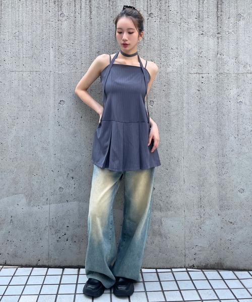 セール】3.3 Field Trip／タイ付きプリーツキャミワンピース