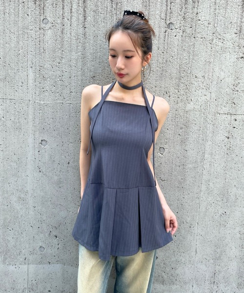 セール】3.3 Field Trip／タイ付きプリーツキャミワンピース
