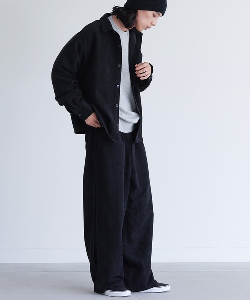 MDR(エムディアール)の「コーデュロイシャツ&サイドタックパンツ【セットアップ 2点セット】(セットアップ・メンズ・ネイビー/ブラック/カーキ・M/L)」の2枚目の写真