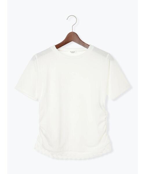 Te chichi TERRASSE（テチチテラス）の「レースヘムシャーリングTシャツ（Tシャツ/カットソー・レディース・ピンク/オフホワイト/ブラック・F）」の2枚目の写真