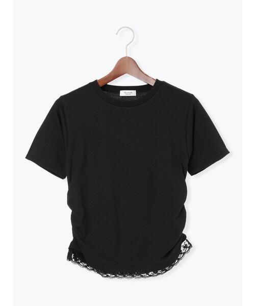 Te chichi TERRASSE（テチチテラス）の「レースヘムシャーリングTシャツ（Tシャツ/カットソー・レディース・ピンク/オフホワイト/ブラック・F）」の3枚目の写真