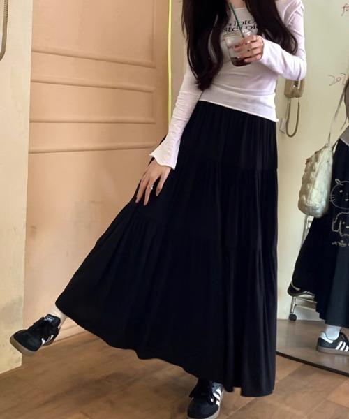 shyam inspiration(シャムインスピレーション)の「ふんわり マキシロング ドレープスカート(スカート・レディース・ホワイト/ピンク/ブラック・M/L)」の8枚目の写真