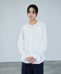 milli de l'air フリルネックボウタイブラウス