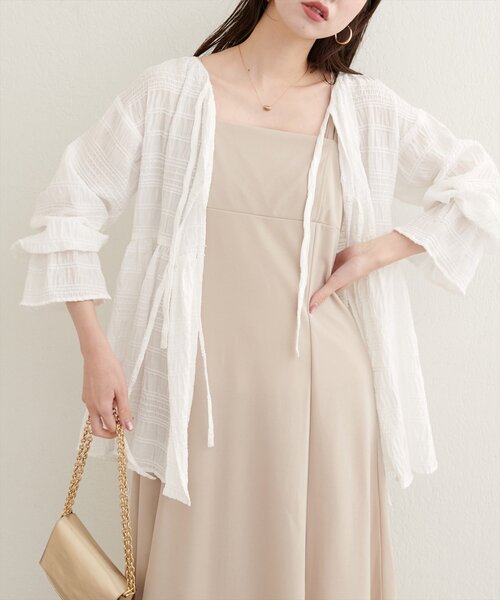 natural couture(ナチュラルクチュール)の「【WEB限定】モールボーダーペプラムブラウス(シャツ/ブラウス・レディース・ブラウン/レッド系その他/ブラック/オフホワイト・FREE)」の11枚目の写真
