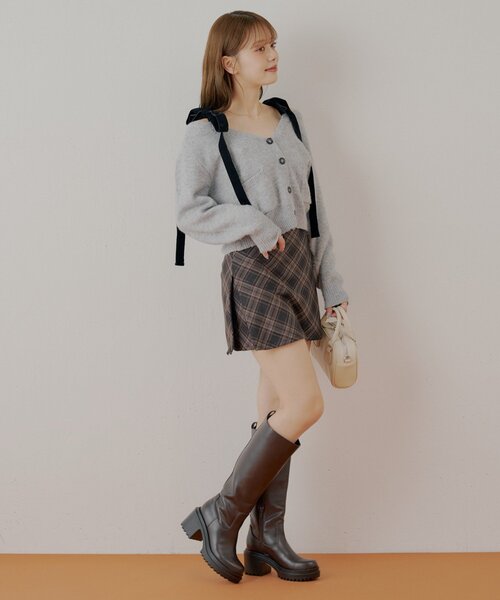 セール】ポケット付き肩リボンルーズニットカーディガン（カーディガン