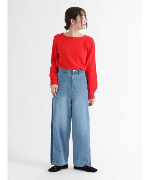 Te chichi TERRASSE（テチチテラス）の「サイドラインデニムパンツ《2025autumn catalog item》（その他パンツ・レディース・ブラック/ブルー・M/L）」の3枚目の写真