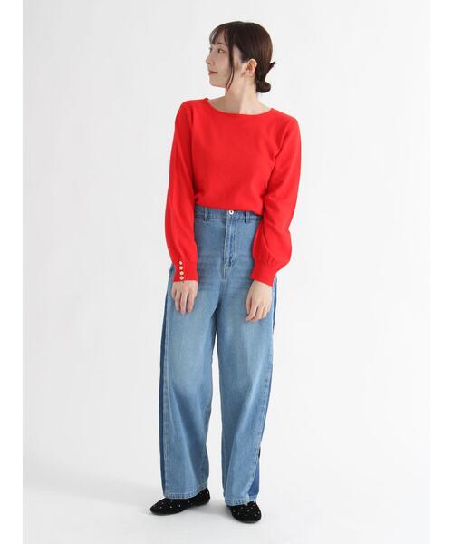 Te chichi TERRASSE（テチチテラス）の「サイドラインデニムパンツ《2025autumn catalog item》（その他パンツ・レディース・ブラック/ブルー・M/L）」の4枚目の写真