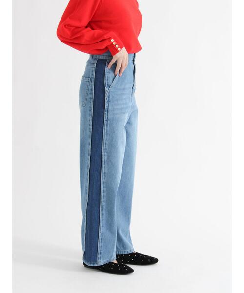 Te chichi TERRASSE（テチチテラス）の「サイドラインデニムパンツ《2025autumn catalog item》（その他パンツ・レディース・ブラック/ブルー・M/L）」の6枚目の写真