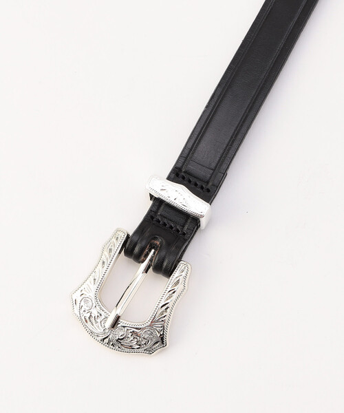 MONITALY/モニタリー Extra Long Leather Belt with 3-pc Silver