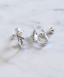 【金属アレルギー対応】パール付きクロスピアス／イヤリング