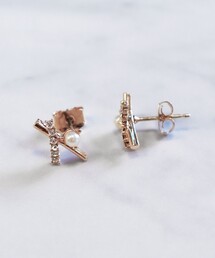 【金属アレルギー対応】パール付きクロスピアス／イヤリング