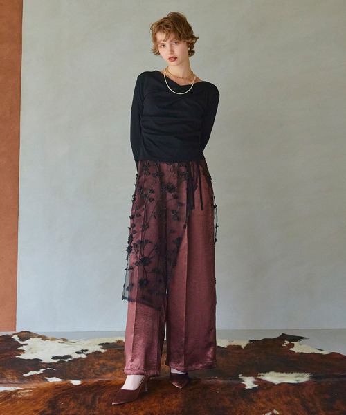 ELLEgirl（エルガール）の「サテンワイドスラックス【ELLEgirl/エルガール】（スラックス・レディース・ブラウン/レオパード・S/M）」の18枚目の写真