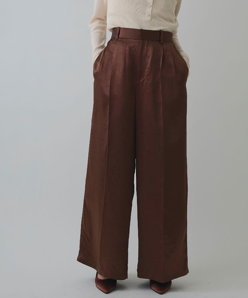 ELLEgirl（エルガール）の「サテンワイドスラックス【ELLEgirl/エルガール】（スラックス・レディース・ブラウン/レオパード・S/M）」の7枚目の写真