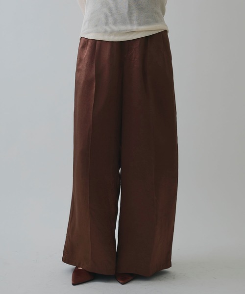 ELLEgirl（エルガール）の「サテンワイドスラックス【ELLEgirl/エルガール】（スラックス・レディース・ブラウン/レオパード・S/M）」の8枚目の写真