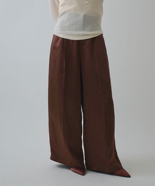 ELLEgirl（エルガール）の「サテンワイドスラックス【ELLEgirl/エルガール】（スラックス・レディース・ブラウン/レオパード・S/M）」の9枚目の写真