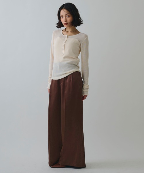 ELLEgirl（エルガール）の「サテンワイドスラックス【ELLEgirl/エルガール】（スラックス・レディース・ブラウン/レオパード・S/M）」の5枚目の写真