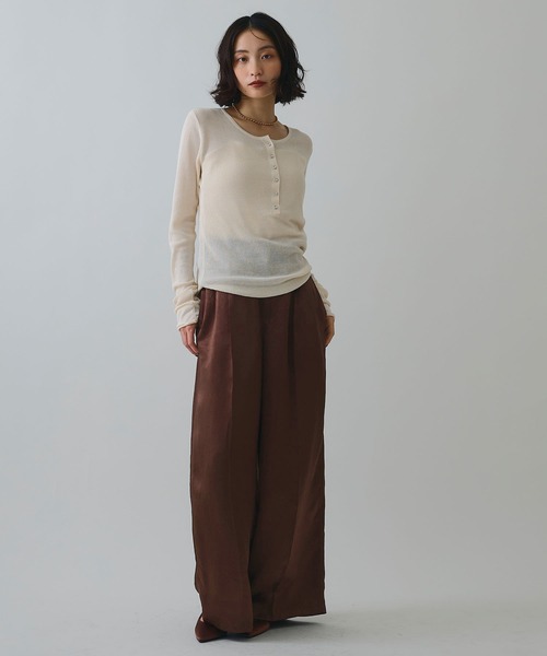 ELLEgirl（エルガール）の「サテンワイドスラックス【ELLEgirl/エルガール】（スラックス・レディース・ブラウン/レオパード・S/M）」の4枚目の写真