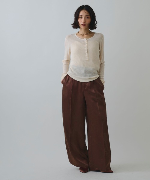 ELLEgirl（エルガール）の「サテンワイドスラックス【ELLEgirl/エルガール】（スラックス・レディース・ブラウン/レオパード・S/M）」の3枚目の写真