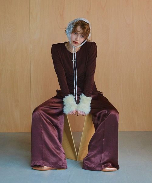 ELLEgirl（エルガール）の「サテンワイドスラックス【ELLEgirl/エルガール】（スラックス・レディース・ブラウン/レオパード・S/M）」の22枚目の写真