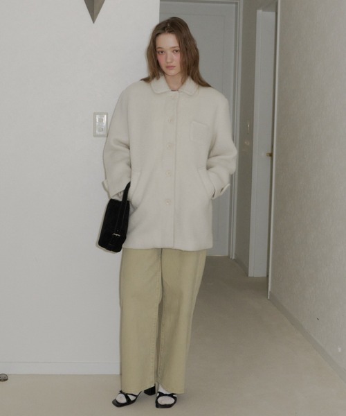 GIUNON ラウンドカラーウールコート アイボリー round collar wool coat / ラウンドカラーウールコート（その他