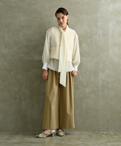 RAW FUDGE(ローファッジ)の「カットジャガードボウタイブラウス(シャツ/ブラウス・レディース・ブラック/オフホワイト/ブルー・M)」の9枚目の写真