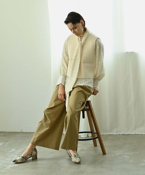 RAW FUDGE(ローファッジ)の「カットジャガードボウタイブラウス(シャツ/ブラウス・レディース・ブラック/オフホワイト/ブルー・M)」の7枚目の写真