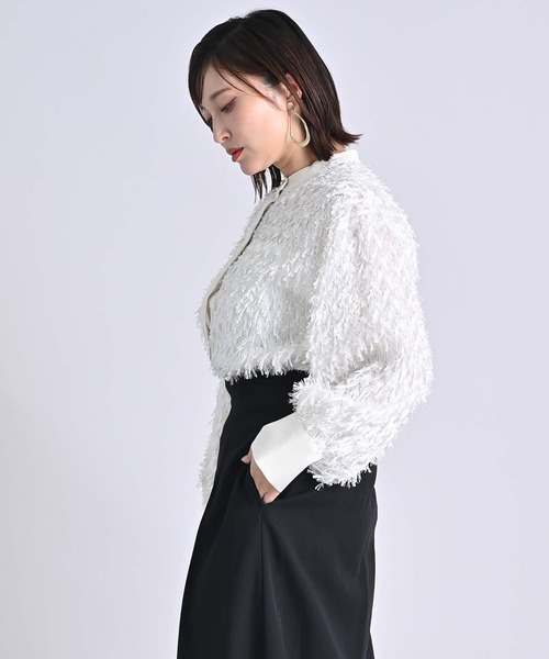 RAW FUDGE(ローファッジ)の「カットジャガードボウタイブラウス(シャツ/ブラウス・レディース・ブラック/オフホワイト/ブルー・M)」の11枚目の写真