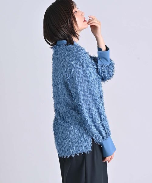 RAW FUDGE(ローファッジ)の「カットジャガードボウタイブラウス(シャツ/ブラウス・レディース・ブラック/オフホワイト/ブルー・M)」の16枚目の写真