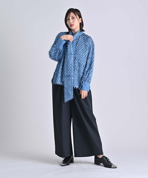 RAW FUDGE(ローファッジ)の「カットジャガードボウタイブラウス(シャツ/ブラウス・レディース・ブラック/オフホワイト/ブルー・M)」の18枚目の写真