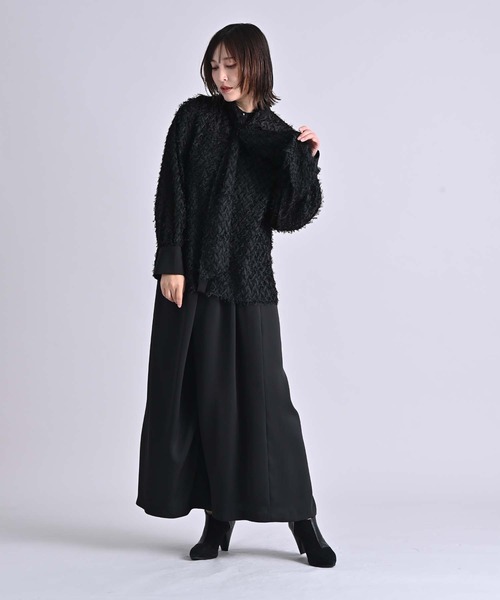 RAW FUDGE(ローファッジ)の「カットジャガードボウタイブラウス(シャツ/ブラウス・レディース・ブラック/オフホワイト/ブルー・M)」の12枚目の写真