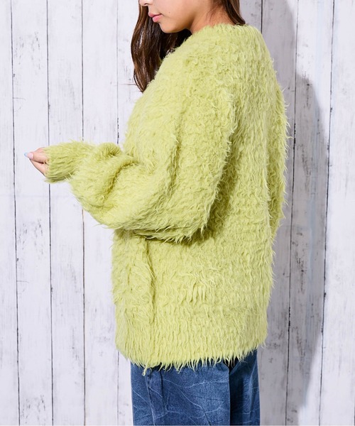 GORGE(ゴージ)の「《ふわもこシャギー》レディース クルーネック ニットカーディガン ゆったりシルエット 秋冬(カーディガン/ボレロ・レディース・ピンク/ワインレッド/アイボリー/ライトブルー/イエロー/チャコール・F)」の21枚目の写真