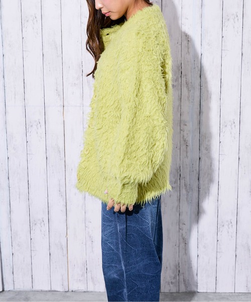 GORGE(ゴージ)の「《ふわもこシャギー》レディース クルーネック ニットカーディガン ゆったりシルエット 秋冬(カーディガン/ボレロ・レディース・ピンク/ワインレッド/アイボリー/ライトブルー/イエロー/チャコール・F)」の17枚目の写真