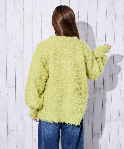 GORGE(ゴージ)の「《ふわもこシャギー》レディース クルーネック ニットカーディガン ゆったりシルエット 秋冬(カーディガン/ボレロ・レディース・ピンク/ワインレッド/アイボリー/ライトブルー/イエロー/チャコール・F)」の18枚目の写真
