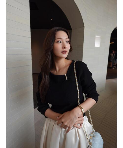 PROPORTION BODY DRESSING（プロポーションボディドレッシング）の「アシメパールデザインニット / 1215270011（ニット/セーター・レディース・ホワイト系その他/ボルドー/ブラック・SMALL/MEDIUM）」の5枚目の写真