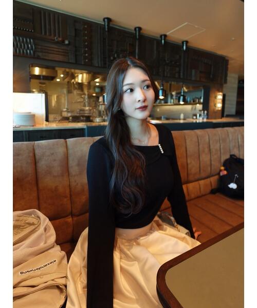 PROPORTION BODY DRESSING（プロポーションボディドレッシング）の「アシメパールデザインニット / 1215270011（ニット/セーター・レディース・ホワイト系その他/ボルドー/ブラック・SMALL/MEDIUM）」の6枚目の写真