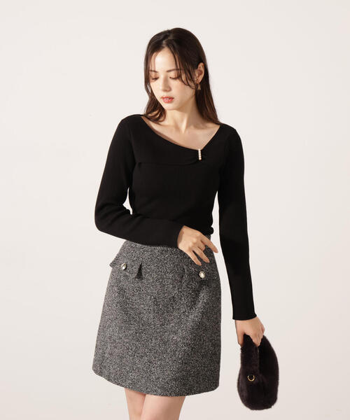 PROPORTION BODY DRESSING（プロポーションボディドレッシング）の「アシメパールデザインニット / 1215270011（ニット/セーター・レディース・ホワイト系その他/ボルドー/ブラック・SMALL/MEDIUM）」の7枚目の写真