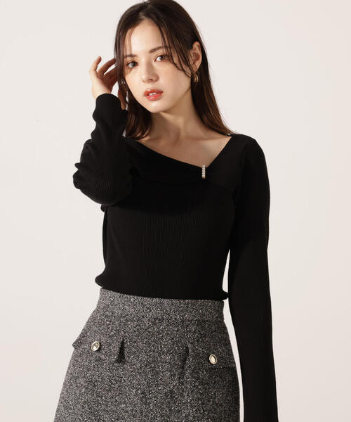 PROPORTION BODY DRESSING（プロポーションボディドレッシング）の「アシメパールデザインニット / 1215270011（ニット/セーター・レディース・ホワイト系その他/ボルドー/ブラック・SMALL/MEDIUM）」の8枚目の写真